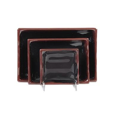 Thunder Group 2404TM Tenmoku Black 3 oz. Square Melamine Wave Sauce Dish