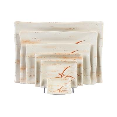Thunder Group 2404 Gold Orchid 3 oz. Square Melamine Wave Sauce Dish