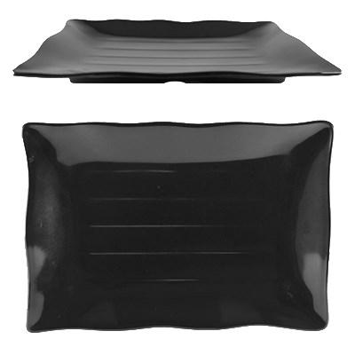 Thunder Group 24120BK Classic Black 11-1/4" x 7-1/4" Rectangular Melamine Plate