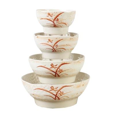 Thunder Group 3704 10 oz Gold Orchid Pattern Melamine Wave Rice Bowl