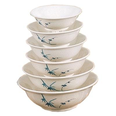 Thunder Group 5065BB 32 oz Blue Bamboo Pattern Melamine Rimless Bowl