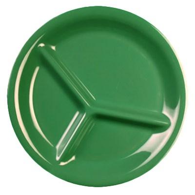 Thunder Group CR710GR 10-1/4" Green 3-Compartment Melamine Plate