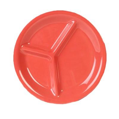 Thunder Group CR710RD 10-1/4" Orange 3-Compartment Melamine Plate