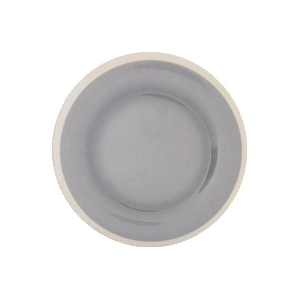 Thunder Group DM007H Graham 7-5/8" Round Gray Melamine Plate with Ivory Edge