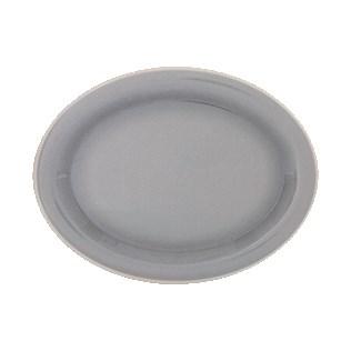 Thunder Group DM209H Graham 9" x 7" Oval Gray Melamine Platter with Ivory Edge