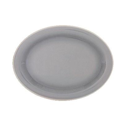 Thunder Group DM212H Graham 12" x 9" Oval Gray Melamine Platter with Ivory Edge