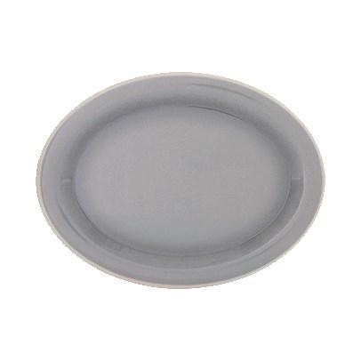 Thunder Group DM212H Graham 12" x 9" Oval Gray Melamine Platter with Ivory Edge