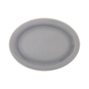 Thunder Group DM212H Graham 12" x 9" Oval Gray Melamine Platter with Ivory Edge