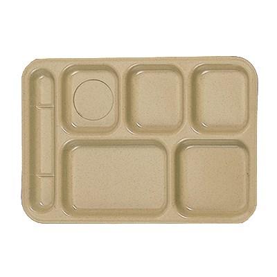 Thunder Group ML801S 14-1/2" X 10" Left-Hand 6 Compartment Melamine Tray, Sand