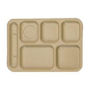 Thunder Group ML801S 14-1/2" X 10" Left-Hand 6 Compartment Melamine Tray, Sand