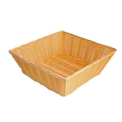 Thunder Group PLBN1313T 13" X 13" X 4-1/2" Square Basket, Handwoven, Plastic, Natural Tan