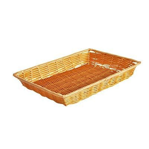 Thunder Group PLBN1410T 14" X 10" X 2" Rectangular Basket, Handwoven, Plastic, Natural Tan