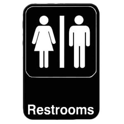 Thunder Group PLIS6908BK 6" X 9" Information Sign With Symbols, Restrooms