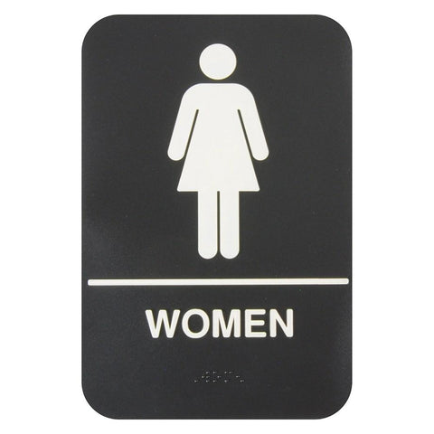 Thunder Group PLIS6951BK 6" X 9" Information Sign With Braille, Women