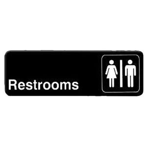 Thunder Group PLIS9315BK 9" X 3" Information Sign With Symbols, Restrooms