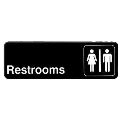 Thunder Group PLIS9315BK 9" X 3" Information Sign With Symbols, Restrooms