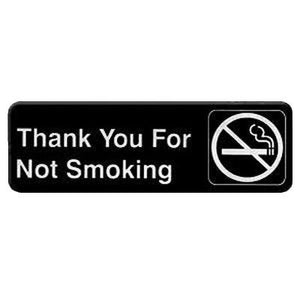 Thunder Group PLIS9318BK 9" X 3" Information Sign With Symbols, Thank You For Not Smoking