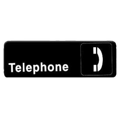 Thunder Group PLIS9328BK 9" X 3" Information Sign With Symbols, Telephone