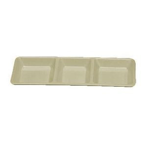 Thunder Group PS5103V Compartment Plate, 3-Wells, 28 Oz, 15" X 6-1/4" X 1-3/8", Rectangular, BPA Free, NSF