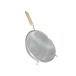 Thunder Group SLSTN3108 Strainer, 8" Dia., Single Fine Mesh, Pan Hooks, Enclosed Wooden Handle, Tin