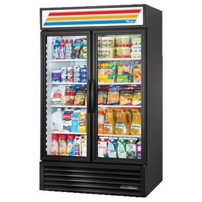 Two-Section Refrigerated Glass Display Merchandiser with Swing Doors