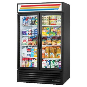 Two-Section Refrigerated Glass Display Merchandiser with Swing Doors