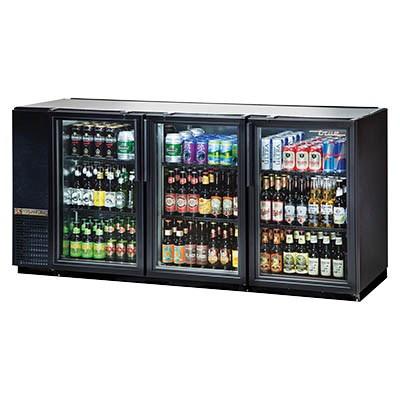  Black Back Bar Refrigerator with (3) Swinging Glass Doors