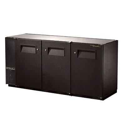 Black Back Bar Refrigerator with (3) Swinging Solid Doors