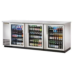 Three-Section Stainless Steel Back Bar Refrigerator with (3) Swinging Glass Doors