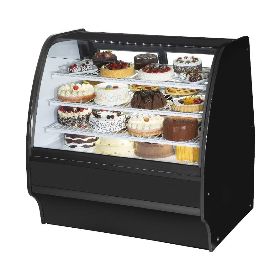 Refrigerated Merchandiser 48-1/4"L, Curved Glass with 6 Shelves Total,115v