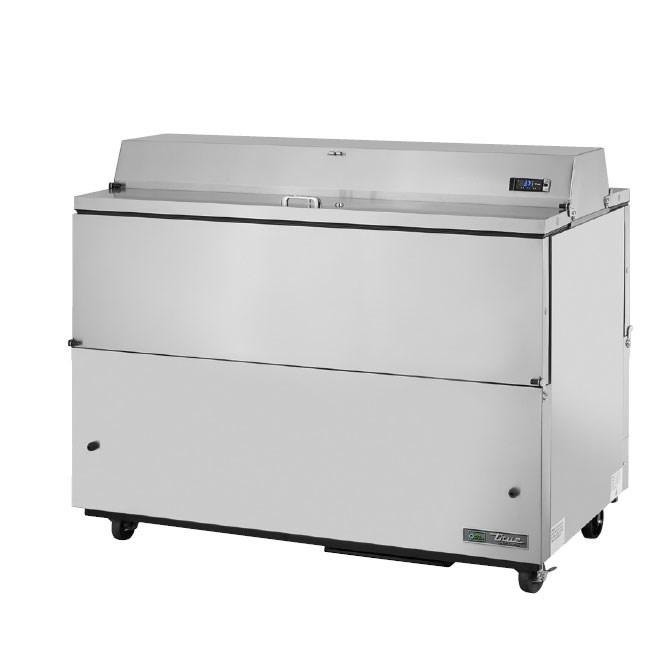 Mobile Milk Cooler, 16 Crates,Stainless Steel Drop Front/Hold-Open Flip-Up Lids
