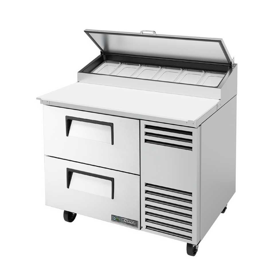  Pizza Prep, with Stainless Steel Cover, Cutting Board, 2 Drawers