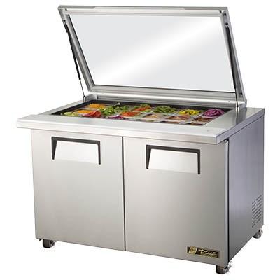 True TSSU-48-18M-B-FGLID-HC 48" Sandwich/Salad Prep Table with Refrigerated Base, 115v