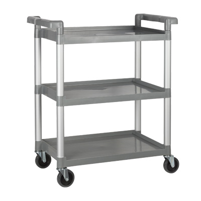 Winco UC-2415G 3 Level Plastic Utility Cart w/ 330 lb Capacity, Raised Ledges
