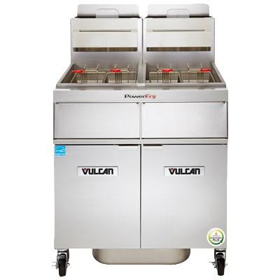 Vulcan 2TR45DF PowerFry3 90-100 Lb. Capacity 2-Unit Gas Fryer System with Filtration, 140,000 BTU, NSF