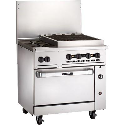 Vulcan 36C-2B24CBP Endurance 36" 2 Burner Gas Range, Charbroiler and Convection Oven, Liquid Propane