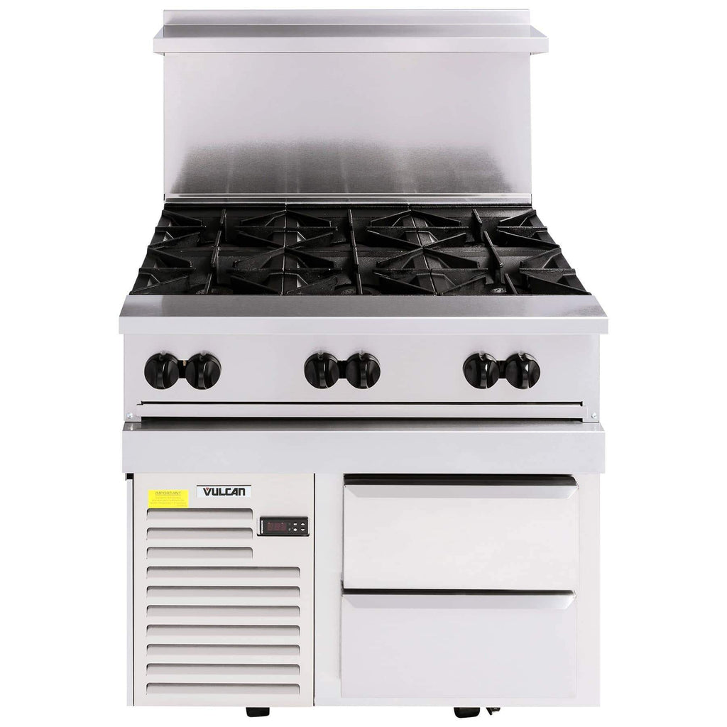 Vulcan 36R-6B Endurance 36" 6 Burner Gas Range and Refrigerated Base
