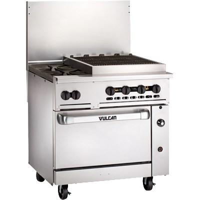 Vulcan 36S-2B24CBN Endurance 36" 2 Burner, 24" Charbroiler with Standard Oven, Natural Gas