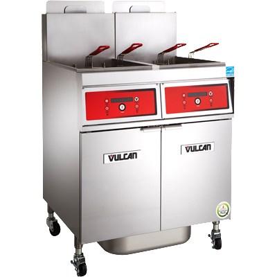 Vulcan 4VK85AF PowerFry5 340-360 Lb. Capacity 4-Unit Gas Fryer System with Solid State Filtration, 360,000 BTU, NSF