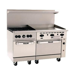 Vulcan 60SS-4B36G Endurance 4 Burner 60" Gas Range with 36" Manual Griddle and 2 Standard Ovens