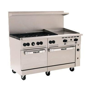 Vulcan 60SS-6B24GN Endurance 6 Burner 60" Gas Range with 24" Griddle and 2 Standard Ovens, Natural Gas