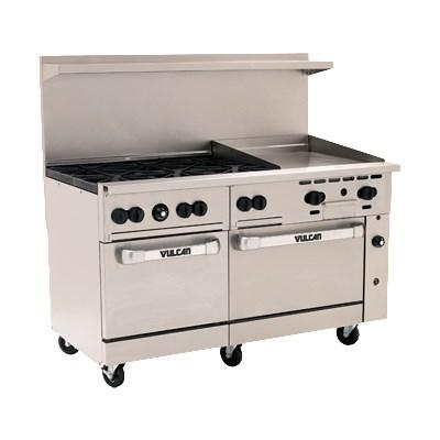 Vulcan 60SS-6B24G Endurance 6 Burner 60" Gas Range with 24" Manual Griddle and 2 Standard Ovens
