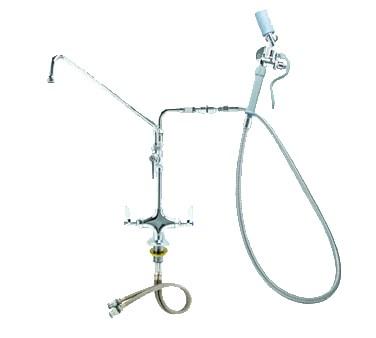 Vulcan DBPTYTS WSHDWN Deck Mounted Pre-Rinse Faucet, 90 Degree Swivel, Low Flow Spray Valve, 16" Add-On Faucet, and Backflow Preventer
