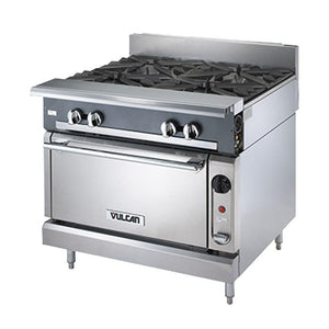 Vulcan V2BG24S Heavy Duty Range, 36"W, Standard Oven, 2 Burners, 24" Manual Griddle