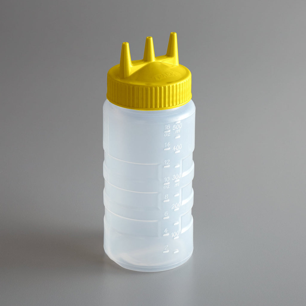 Vollrath 3316-1308 Tri Tip™ Squeeze Bottle - 16 Oz., Clear Bottle / Yellow Cap