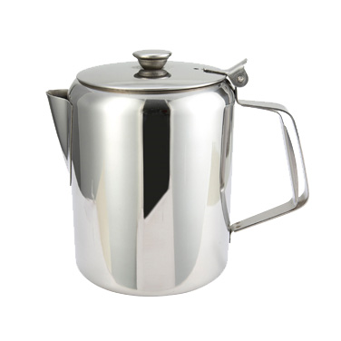 Winco W632 Beverage Server, 32 oz., short spout, hinged top, handle, stainless steel, mirror finish