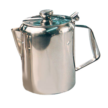Winco W670 Beverage Server, 70 oz., short spout, hinged top, handle, stainless steel, mirror finish