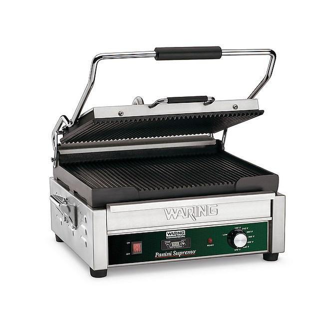 Waring WPG250TB Large Panini Grill, single, ribbed cast iron plates, 208v/60/1-ph