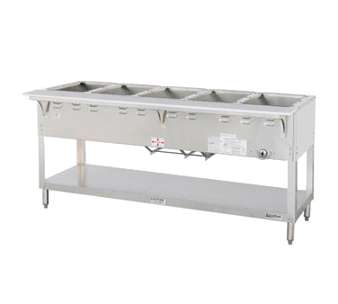Duke WB305 Aerohot Steamtable Wet Bath Unit, 72-3/8"L, gas, (5) pan size open water bath with (1) 27,000 BTU burner with adjustable gas valve control & safety pilot, CSA STAR, UL EPH Classified
