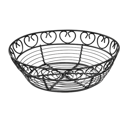 Winco WBKG-8R Bread/Fruit Basket, 8" dia. x 2-1/4"H, round, wire construction, black